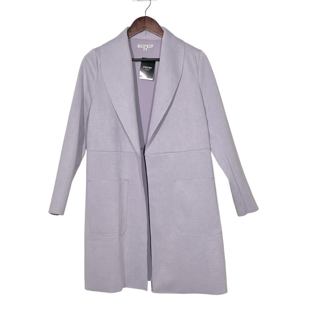 NWT STORY ON Amelia Open Front Long Blazer Lavend… - image 2
